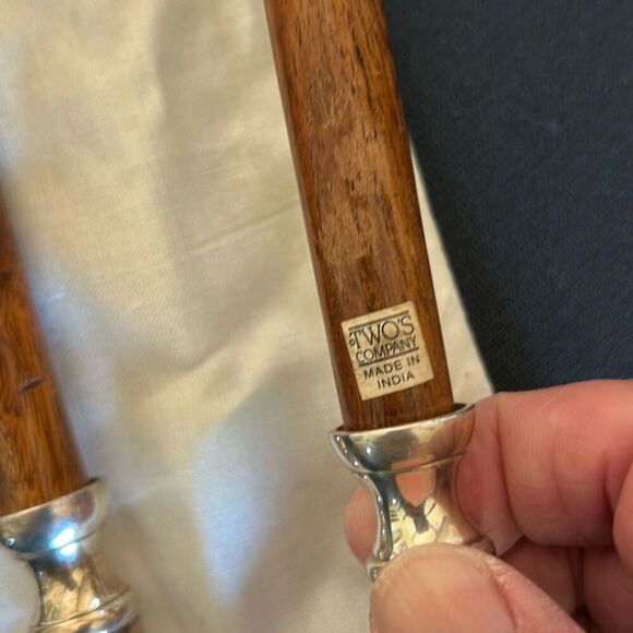 Silver Plate & Wood Handled Salad Set - Picture 5 of 5